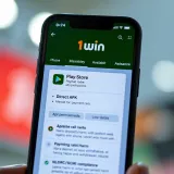 Mobile device screen showing the 1win APK installation interface